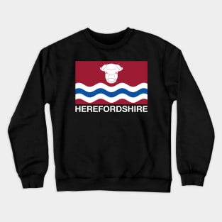 White Bull's Head and Three Wavy Lines Herefordshire Flag Crewneck Sweatshirt